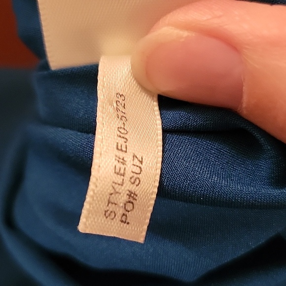 ELIZA J | Women's Halter Sheath Midi Dress with Side Ruffle Dark Teal - size 10 - Picture 13 of 13